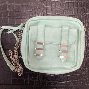 Mint Green Faux Leather Shoulder Bag